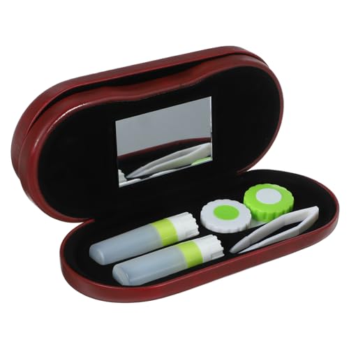 HAMPPLIES 1 Satz Doppellagiges Brillenetui Double Sided Glasses case Sunglass Stand Eye Glasses Holder Brillenbehälter Fall Gläser doppeltes Brillenetui tragbare Kontaktlinsenbehälter Pu rot von HAMPPLIES