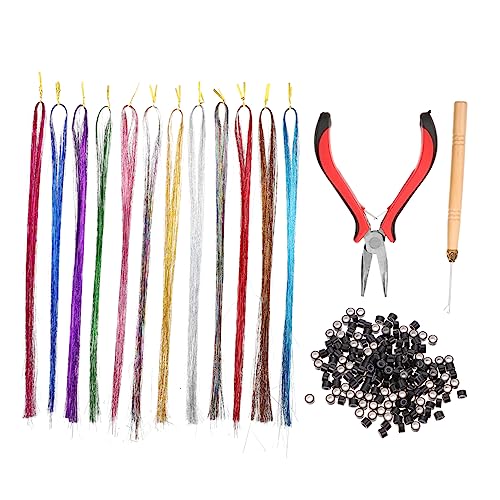 HAMPPLIES 1 Satz Haarverlängerungen Set mit Farben Hochwertige Synthetische Haarsträhnen für Silikon Bügel Zange und Häkelnadel für Partys und Besondere Anlässe von HAMPPLIES