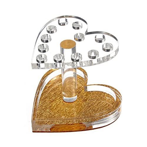 HAMPPLIES 1 Stück Herzförmiger Nagelstift Halter Transparente Nagelkunst Stiftablage für UV Gel Pinsel und Nagellack Praktischer Organizer für Maniküre Tools Goldene Basis von HAMPPLIES