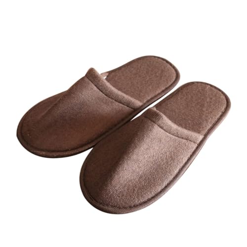 HAMPPLIES 10 Paare Einweg Hausschuhe Damen Herren Rutschfeste Atmungsaktive Baumwollsamt Slippers für Hotel Spa Reise und Zuhause Große Kaffee Farbverlauf von HAMPPLIES