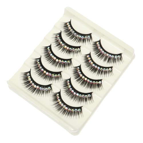 HAMPPLIES 10 Paare Glitzernde Falsche Wimpern mit Strasssteinen Lange Dramatische Künstliche Wimpern für Frauen und Mädchen Dicht und Auffällig für Party und Bühne von HAMPPLIES