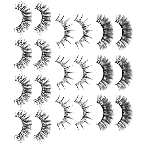 HAMPPLIES 10 Paare Künstliche Wimpern mit Glitzersteinen Natürliche Falsche Wimpern für Mädchen Handgefertigte Dichte für Make up Geeignet für Partys Bühne Alltag von HAMPPLIES