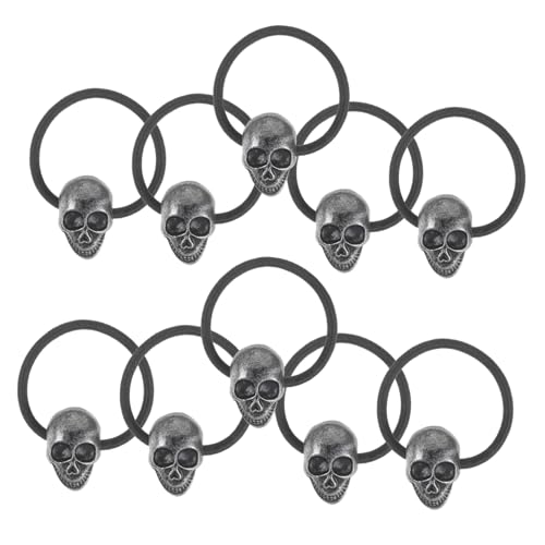 HAMPPLIES 10 Stück Gothic Haargummis mit Motiv Punkige Haarschmuck Accessoires für Damen und Mädchen Vielseitige Ponytail Halter für Halloween und Alltag von HAMPPLIES
