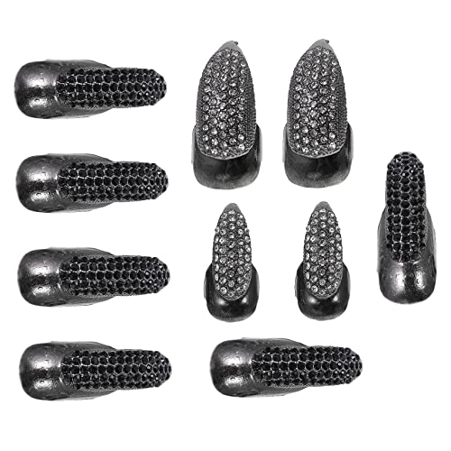 HAMPPLIES 10 Stück Punk Fingernagel Klaue Ringe mit Strass Teiliges für Halloween Cosplay und Kostüm Events Hochwertige Robuste Fingernagelringe für Kreative Looks von HAMPPLIES