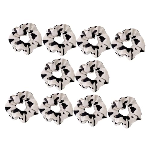 HAMPPLIES 10 Stück Teiliges Elastische Haargummis mit Kuhmuster Weiche Ponytail Haarschleifen für Mädchen und Frauen Dehnbar Modisch Passend für Verschiedene Frisuren und Anlässe von HAMPPLIES