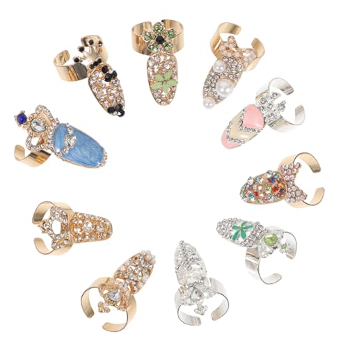 HAMPPLIES 10 Stück Teiliges Fingerring mit Strass für Damen Verstellbare Punk Ringe Knöchelringe für Stilvolles Outfit für Partys und Besondere Anlässe von HAMPPLIES