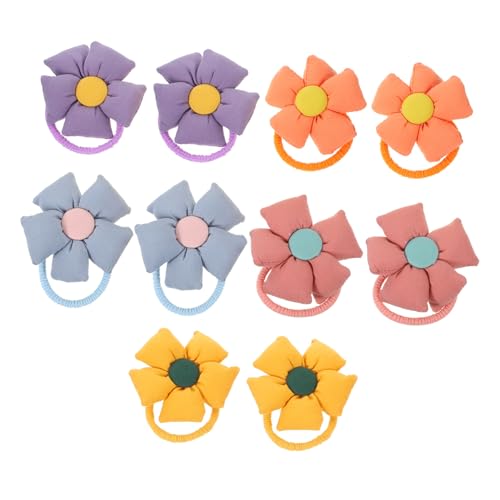 HAMPPLIES 10 Stück Teiliges Haargummi für Mädchen Elastische Weiche Flower Ponytail Holder in Lebendigen Farben Schonend für Haare Vielseitig für Zöpfe und Pferdeschwanz Langlebiges von HAMPPLIES