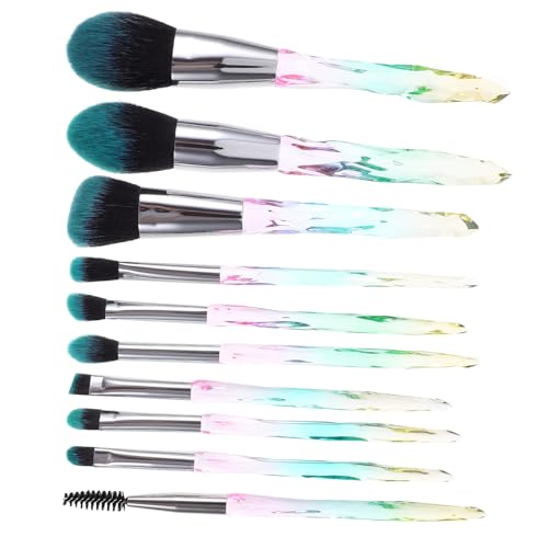 HAMPPLIES 10 Stück Teiliges Make up pinsel set mit Langlebigen Fusselfreien Synthetischen Borsten Transparenter Diamantgriff mit Farbverlauf Vielseitig für Foundation Lidschatten und von HAMPPLIES