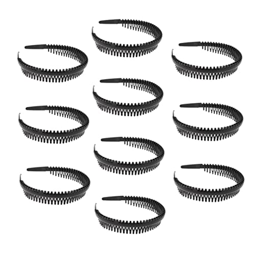 HAMPPLIES 10 Stück Teiliges Rutsch Haarband mit Zähnen Elastisches Haarschmuck Accessoire für Damen Herren und Leichter Fester Sitz für Sport Outdoor und Alltag Schwarz von HAMPPLIES