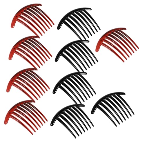 HAMPPLIES 10 Stück Zähne Haarkamm Steckkamm Moon Shape Haarclip Teiliges Schwarz Rotbraun Kunststoff Styling Zubehör für Damen Party Hochzeit von HAMPPLIES