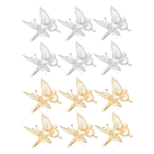 HAMPPLIES 12 Stück Metallische Butterfly Haarklammern Mode Haarclips für Damen Robuste und Haarspangen für Haartypen Gold und Silber von HAMPPLIES