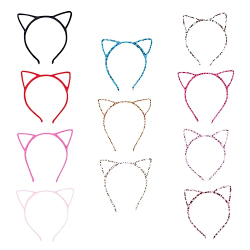 HAMPPLIES 12 Stück Teiliges Farbenfrohe Katzenohren Haarreifen für Halloween Headwear für Kostümpartys Karneval Cosplay und Mehr Leicht Strapazierfähig und von HAMPPLIES