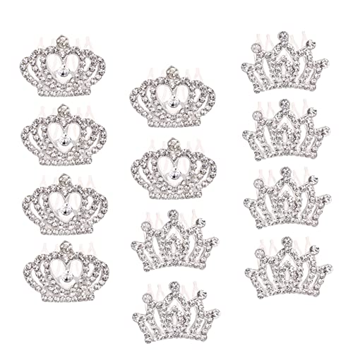HAMPPLIES 12 Stück Teiliges Haarkamm mit Funkelnden Strasskronen Leichter Haarschmuck für Geburtstagsfeiern und Festliche Anlässe Prinzessinnen Tiara für Mädchen Langlebig und Bequem zu von HAMPPLIES