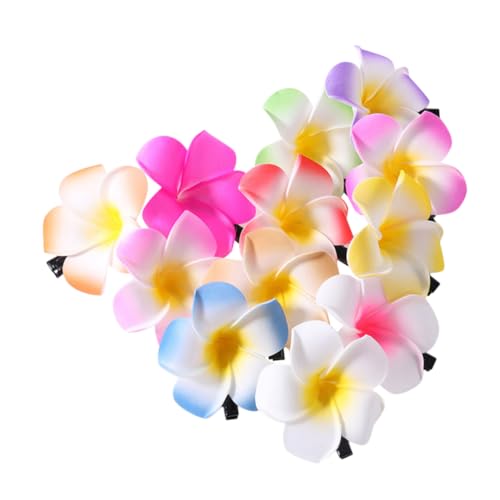 HAMPPLIES 12 Stück Teiliges Plumeria Blüten Haarspangen Stabile Hawaiianische Haarklammern Modische Haar accessoires für Damen und Mädchen Geeignet für Strand Party und Alltag von HAMPPLIES