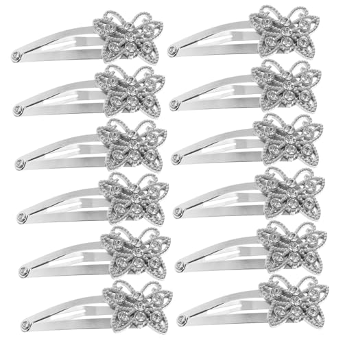 HAMPPLIES 12 Stück Teiliges Schmetterlings Haarspangen mit Strasssteinen Metallische Haarklammern für Frauen und Mädchen Rutschfester Griff Geeignet für Kopfgrößen Modischer Haarschmuck für von HAMPPLIES