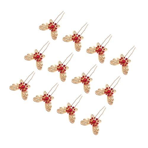 HAMPPLIES 12 Stück Teiliges U Förmige Haarnadeln mit Vintage Schmetterlingsdesign Metalllegierung und Strassbesatz Eleganter Brautschmuck für Hochzeiten Partys und Festliche Anlässe von HAMPPLIES