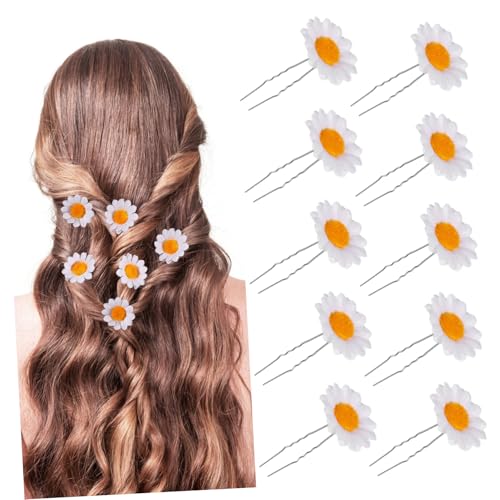 HAMPPLIES 12 Stück Teiliges Weiße Daisy Haarnadeln Haarklammern Haarforken mit Zartem Blüten Design für Damen und Mädchen Eleganter Haarschmuck für Hochzeit Party und Alltag Geeignet von HAMPPLIES