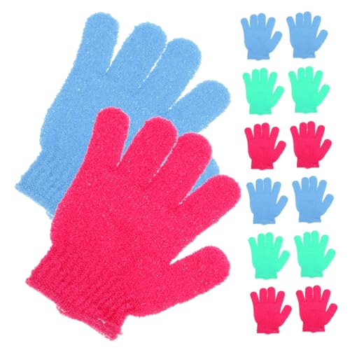 HAMPPLIES 14 Stück Teiliges Peeling Badehandschuhe mit Fünf Fingern Weiche Exfolierende Duschhandschuhe für Männer Frauen und Vielseitig für Körperreinigung Massage und Entfernung von HAMPPLIES