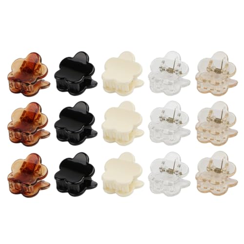 HAMPPLIES 15 Stück Haarklammern Set Blumen Haarclips Kleine Krallenclips für Mädchen Haarschmuck Accessoire für Dünnes Haar und Tägliches Tragen von HAMPPLIES