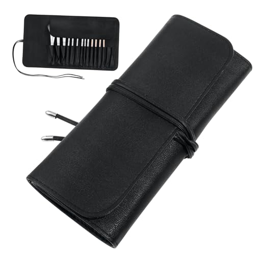 HAMPPLIES 15 Stück PU Leder Kosmetiktasche Damen Fächer Makeup Bag Tragbar Leicht Große Aufbewahrungstasche Für Reisen Camping Business von HAMPPLIES