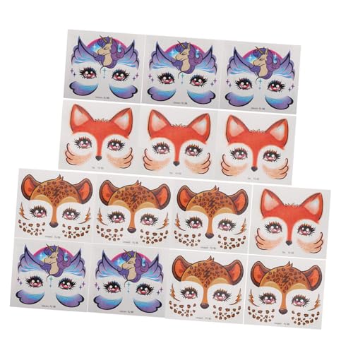HAMPPLIES 15 Stück Teiliges Glitzer Tiergesicht Sticker für Glänzende Cartoon Fuchs Giraffe Einhorn Gesichtssticker Hautfreundlich Einfach Anzubringen für Party Make Up und Halloween Kostüm von HAMPPLIES