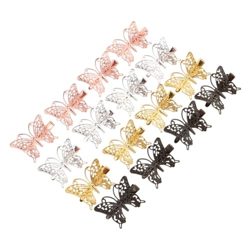 HAMPPLIES 16 Stück Teiliges Mini Metall Haarspangen mit Schmetterlingsform Bunte Duckbill Haarklammern für Damen Rutschfeste Schonende Haarnadeln für Party Hochzeit und Alltag von HAMPPLIES