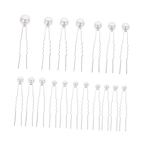 HAMPPLIES 18 Stück Teiliges Perlen Haarschmuck Braut Hochzeit Haarnadeln U Förmige Haargabeln Silber Eleganter Haarfork für Frauen Mädchen Brautjungfern Frisuren Fester Sitz sanft zum Haar von HAMPPLIES