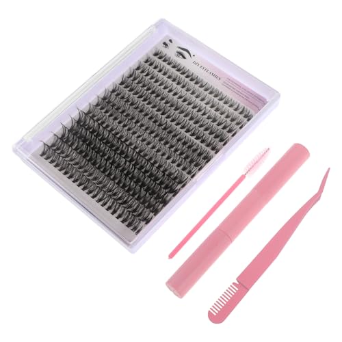 HAMPPLIES 1Sätze DIY Wimpernverlängerungsset mit Wimpern Cluster Wimpernkleber Entferner und Gebogener Wimpernpinzette Rosa für Individuelles Augen Make Up und Einfache Anwendung von HAMPPLIES
