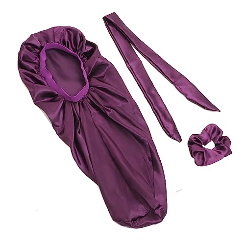 HAMPPLIES 1satz Satin Schlafhaube Für Damen Teiliges Mit Breitem Gummiband Langem Design Für Lockiges Haar Bequem Für Schlaf Yoga Und Mehr von HAMPPLIES