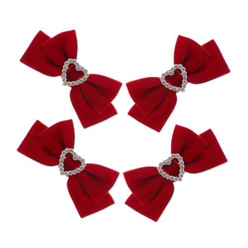 HAMPPLIES 2 Paare Große Haarschleifen Clips für Mädchen Rote Schleifen Haarspangen aus Langlebigem Material Leichte Wiederverwendbare Haarschmuck für Kleinkinder und Partys Einfache von HAMPPLIES