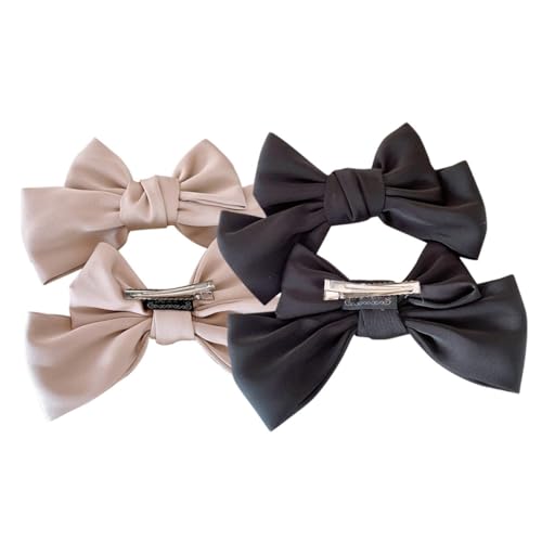 HAMPPLIES 2 Paare Haarklammern mit Schleifen für Damen Langlebige Haarnadeln in Hellkaffee und Schwarz Haarschleifen für Langes und Kurzes Haar Leicht Praktisch für Alltag und Party von HAMPPLIES