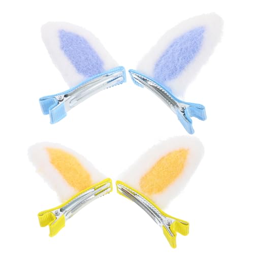 HAMPPLIES 2 Paare Plüsch Hasenohren Haarklammern Mädchen Haarschmuck Weiche Bunny Clips Niedliche Haarspangen für Party Ostern Cosplay Accessoires von HAMPPLIES