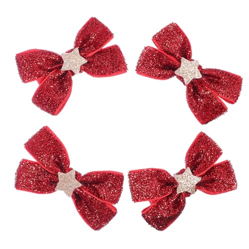 HAMPPLIES 2 Paare Weihnachten Haarschmuck für Mädchen Elastische Haargummis mit Schleifen Weihnachtliche Haarschleifen Festliche Ponytail Halter Rot und Geeignet für Partys und Alltag von HAMPPLIES
