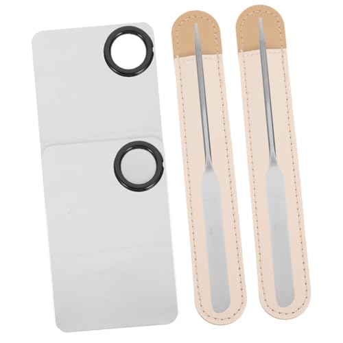 HAMPPLIES 2 Sätze Makeup Spatel aus Edelstahl mit Mischpalette und Lederetui Kosmetikspatel für Foundation Lidschatten Lippenstift und Nagellack Einfach zu Reinigen und Ergonomisch von HAMPPLIES