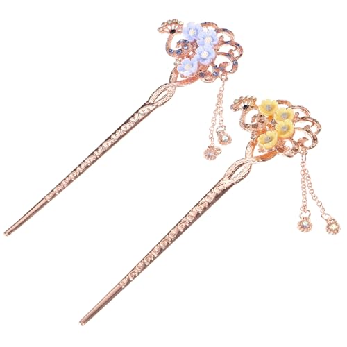HAMPPLIES 2 Stck Chinesische Haarnadeln Teiliges Metall Haarschmuck mit Quasten für Frauen Langlebig Glatt Geeignet für Dutt Frisuren Modisch Dekorativ Passend zu Verschiedenen Haarfarben von HAMPPLIES