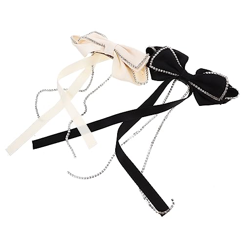 HAMPPLIES 2 Stck Haarklammern mit Schleifen aus Strass Dekorative Haarclips für Damen Langlebige und Wiederverwendbare Haarspangen in Schwarz und Weiß für Besondere Anlässe und Alltag von HAMPPLIES