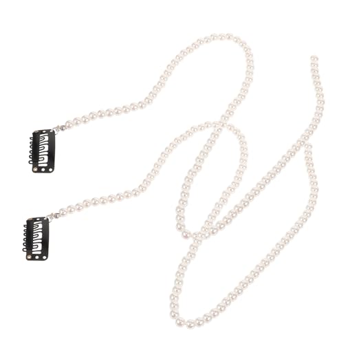HAMPPLIES 2 Stck Teiliges Perlen Haarketten für Mädchen Dekorative Flecht Haarschmuckkette aus Künstlichen Perlen Langlebige Haaraccessoires für Zöpfe Modischer Braids Schmuck für Damen von HAMPPLIES