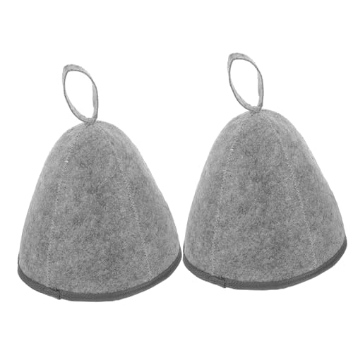 HAMPPLIES 2 Stck Unisex Sauna Hut aus Filz Dicke Wasserabsorbierende Saunamütze für Damen und Herren für Sauna Dampfbad Komfortabel und Praktisch Graue mit Rand von HAMPPLIES