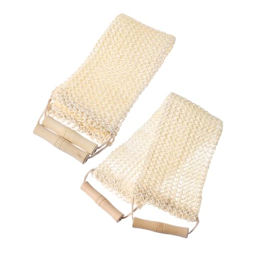HAMPPLIES 2er-pack Peeling-handtücher Für Den Rücken Sisal-peeling Für Dusche Bad Körper Duschtuch Holzgriff Für Glatte Haut von HAMPPLIES