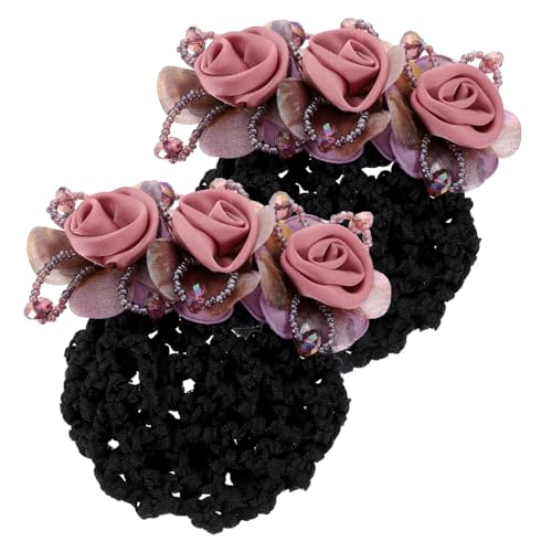HAMPPLIES 2 Stück Blumen Haarbun für Damen Haarnetz mit Clip Strapazierfähige Haarschmuck für Hochsteckfrisuren Eleganter Haarschmuck für Jede Gelegenheit von HAMPPLIES