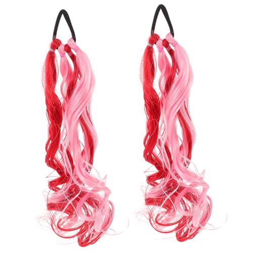 HAMPPLIES 2 Stück Bunte Pferdeschwanz Haarteil Synthetische Leichte Haarverlängerungen mit Ring Komfortabel Einfach Anzubringen Geeignet für Mädchen Alltag und Besondere Anlässe von HAMPPLIES