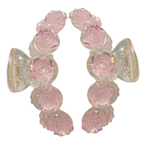 HAMPPLIES 2 Stück Camellia Haarspangen Damen Mittelgroße Krallenspangen für Dickes und Dünnes Haar Blumendekor Haarklammern Praktisch und Modisch für Alltag und Haarstyling von HAMPPLIES