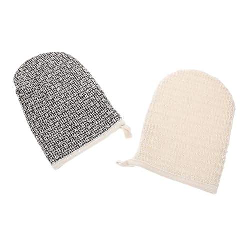 HAMPPLIES 2 Stück Doppelseitige Peelinghandschuhe Natur Luffa Duschhandschuhe für Sanftes Körperpeeling Exfoliation und Hautreinigung für Damen und Herren von HAMPPLIES