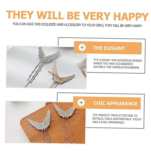 HAMPPLIES 2 Stück Engelsflügel Haarklammern mit Quasten Funkelnde Strass Haarclips für Damen und Mädchen Modischer Haarschmuck für Party Hochzeit und Festliche Anlässe von HAMPPLIES