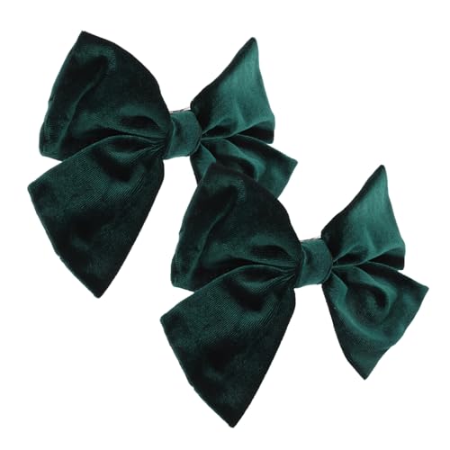 HAMPPLIES 2 Stück Große Schleifen Haarspangen in Dunklem Grün Dekorative Haarklammern für Mädchen Sichere Befestigung für Party Hochzeit und Festliche Anlässe Modisches Haarschmuck von HAMPPLIES