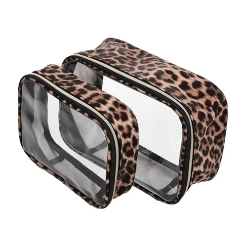 HAMPPLIES 2 Stück Großes Set wasserdichte Kosmetiktasche im Leopardenmuster Transparente Reise Organizer für Damen zur Aufbewahrung von Toilettenartikeln und Make Up Beim Reisen und Camping von HAMPPLIES