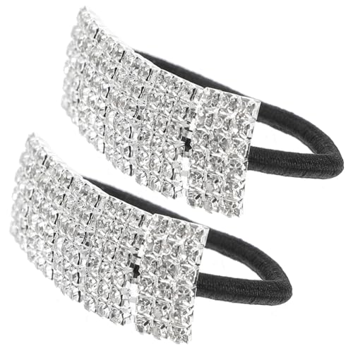 HAMPPLIES 2 Stück Haargummis mit Strass Elastische Haarbänder Schonend für Haare für Pferdeschwanz Dutt und Modisches Haarschmuck Accessoire für Damen und Mädchen von HAMPPLIES