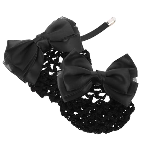 HAMPPLIES 2 Stück Haarnetz mit Schleifen dekor Elastischer Dutt halter für Frauen für Krankenschwestern Flugbegleiterinnen Bankangestellte Schwarzes Haarnetz für sicheren Sitz und von HAMPPLIES