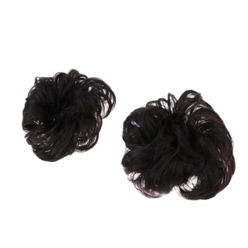 HAMPPLIES 2 Stück Haarring Dutt Haarschmuck Synthetisch Voluminös Braun Schwarz Haarplate Werkzeug für Frauen Mädchen von HAMPPLIES