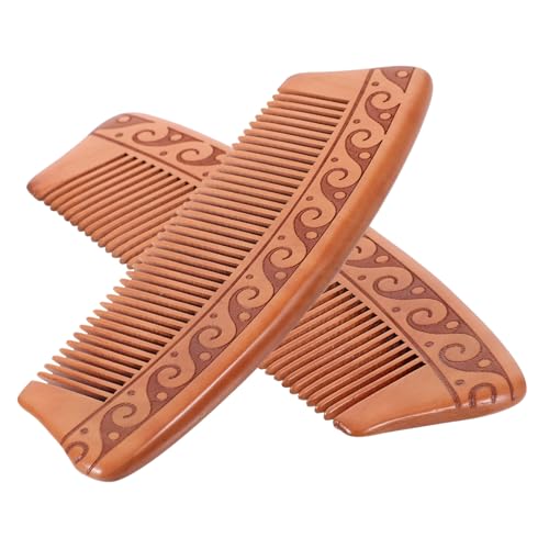 HAMPPLIES 2 Stück Holzhaarbürsten Antistatisch Massagestil für und Männer Natürliche Holzhaarkämme für Sanftes Entwirren und Kopfhautpflege von HAMPPLIES